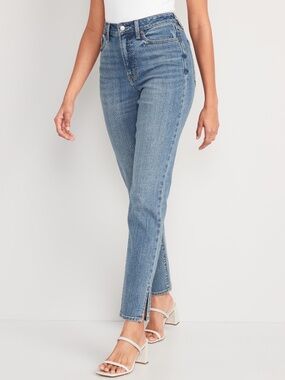 Old Navy High Waisted OG Straight Side Slit Ankle Jeans Women's size 2 Courtney